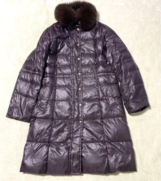 Aquascutum Down Long Coat Asian fit M US size S Purple Authentic