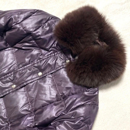 Aquascutum Down Long Coat Asian fit M US size S Purple Authentic