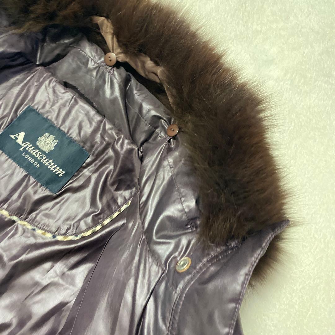 Aquascutum Down Long Coat Asian fit M US size S Purple Authentic