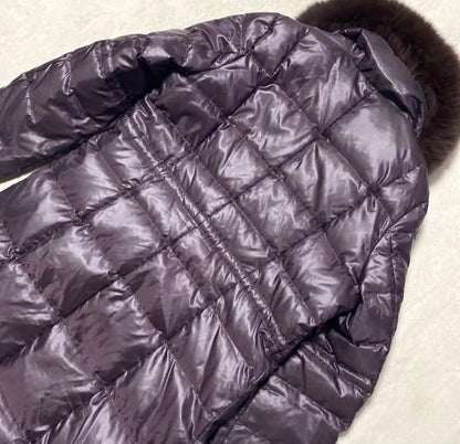 Aquascutum Down Long Coat Asian fit M US size S Purple Authentic