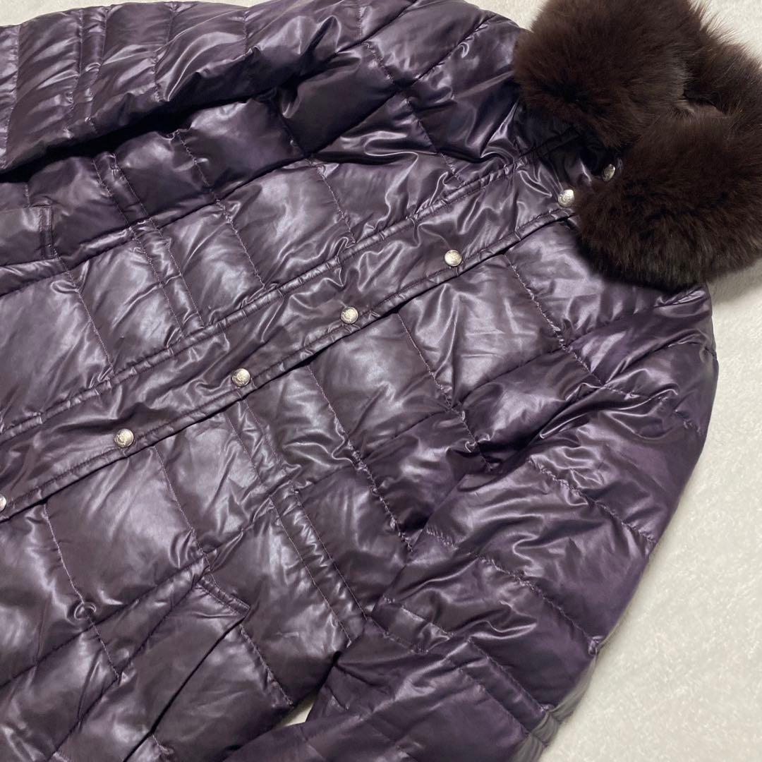 Aquascutum Down Long Coat Asian fit M US size S Purple Authentic