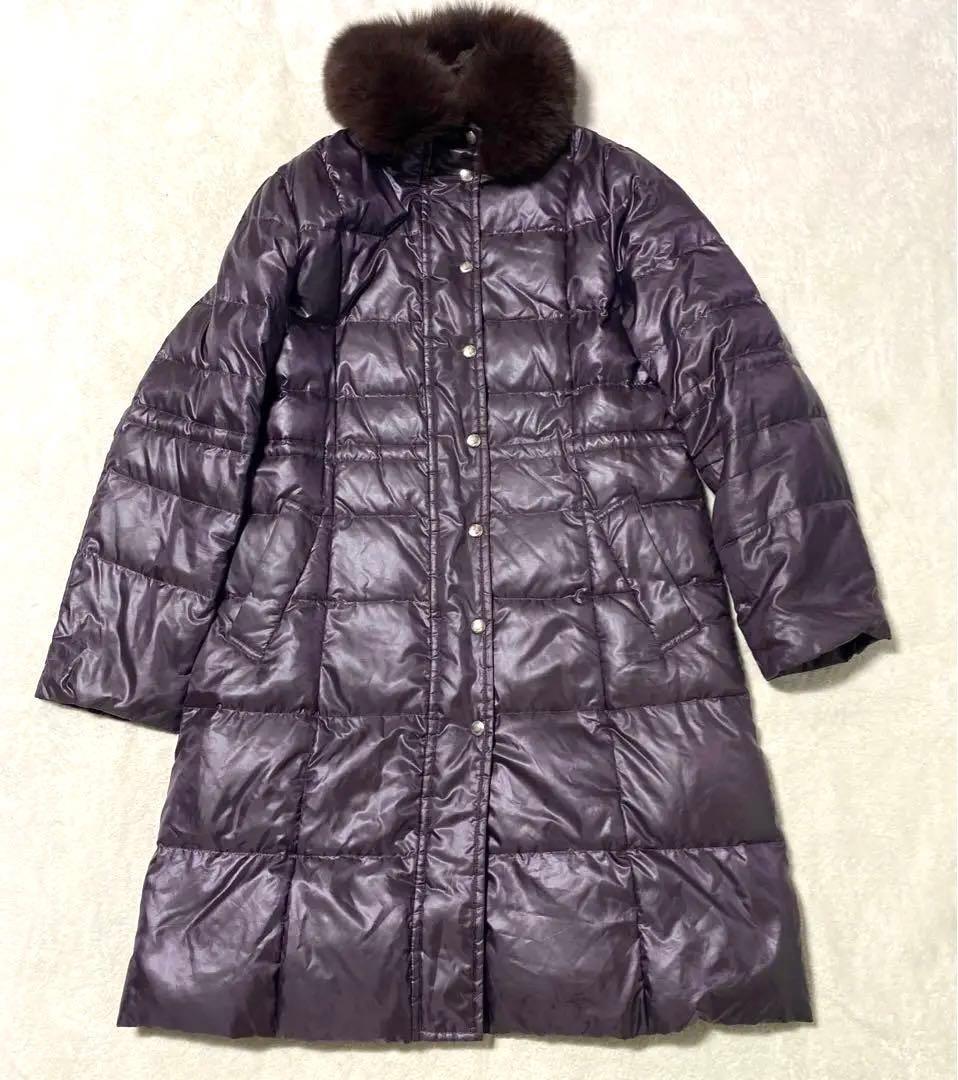 Aquascutum Down Long Coat Asian fit M US size S Purple Authentic