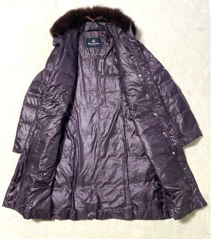 Aquascutum Down Long Coat Asian fit M US size S Purple Authentic