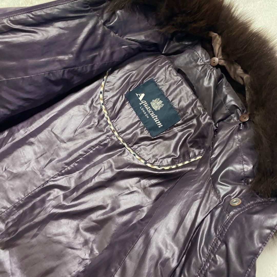 Aquascutum Down Long Coat Asian fit M US size S Purple Authentic