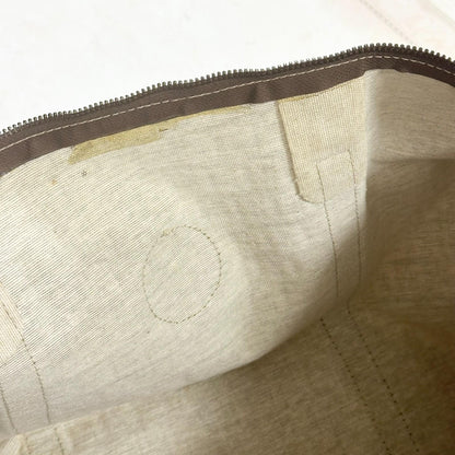 FENDI Boston Bag FF Zucchino Handbag Purse PVC Leather Beige Brown Used Auth