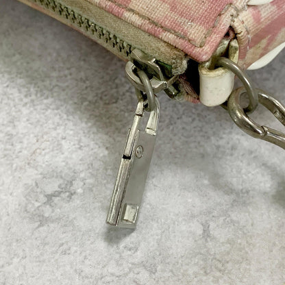 Christian Dior Saddle Bag Handbag Shoulder Trotter Pink White Pouch Purse PVC