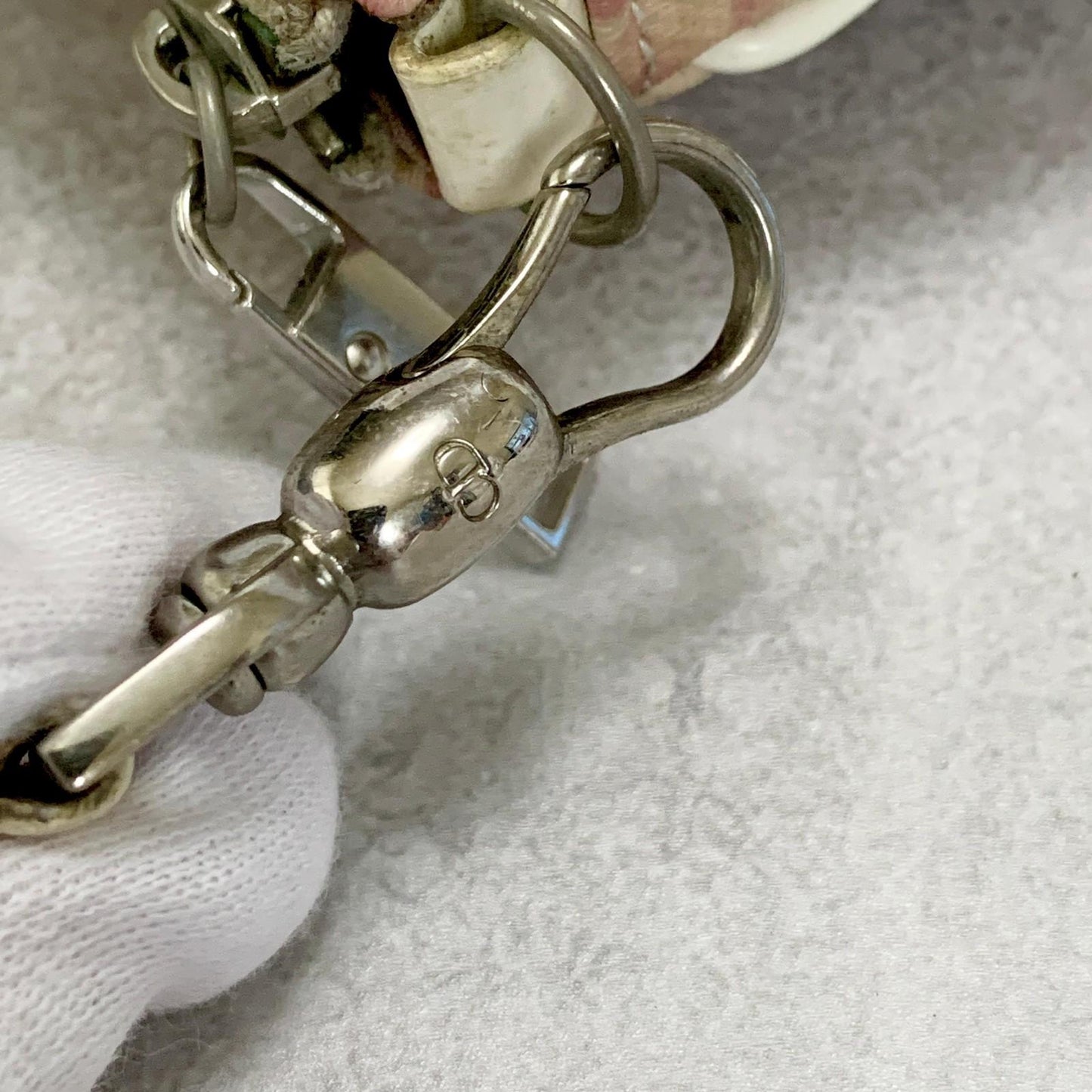 Christian Dior Saddle Bag Handbag Shoulder Trotter Pink White Pouch Purse PVC