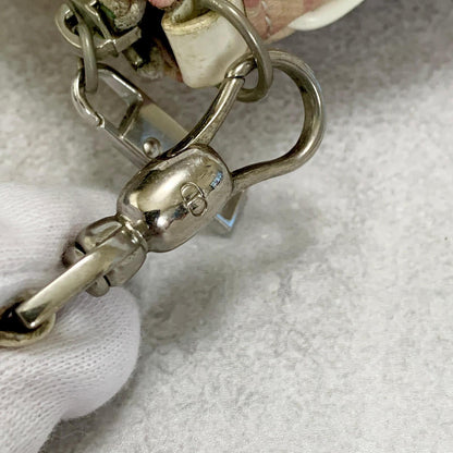 Christian Dior Saddle Bag Handbag Shoulder Trotter Pink White Pouch Purse PVC