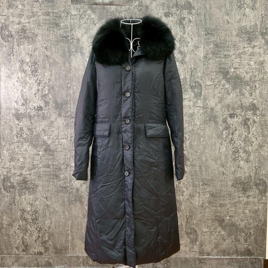Aquascutum Long Down Coat Asian fit L US size M Black Authentic