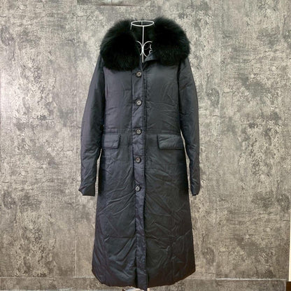 Aquascutum Long Down Coat Asian fit L US size M Black Authentic
