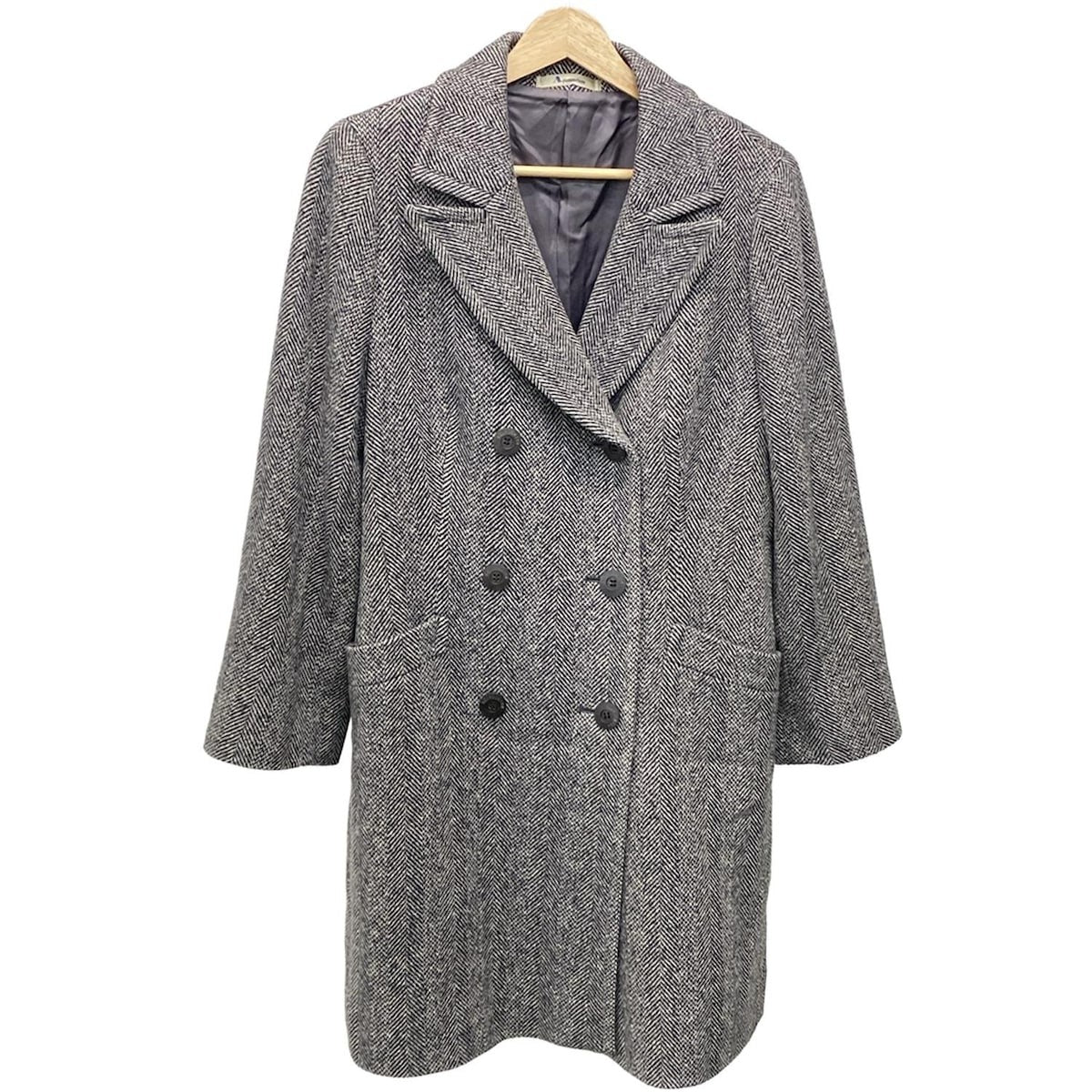 Aquascutum Coat Dark Navy Light Gray Authentic