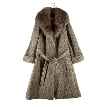 Aquascutum Gown Wool Coat Beige Authentic