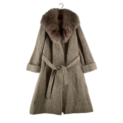 Aquascutum Gown Wool Coat Beige Authentic