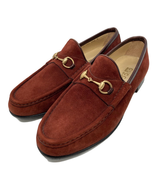 GUCCI Loafers Shoes Horse Bit EU 38 US 8 Suede Brown Authentic