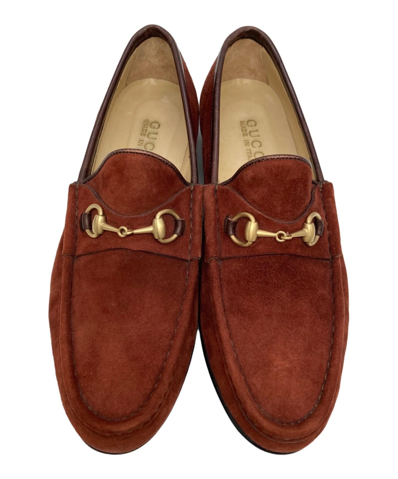 GUCCI Loafers Shoes Horse Bit EU 38 US 8 Suede Brown Authentic