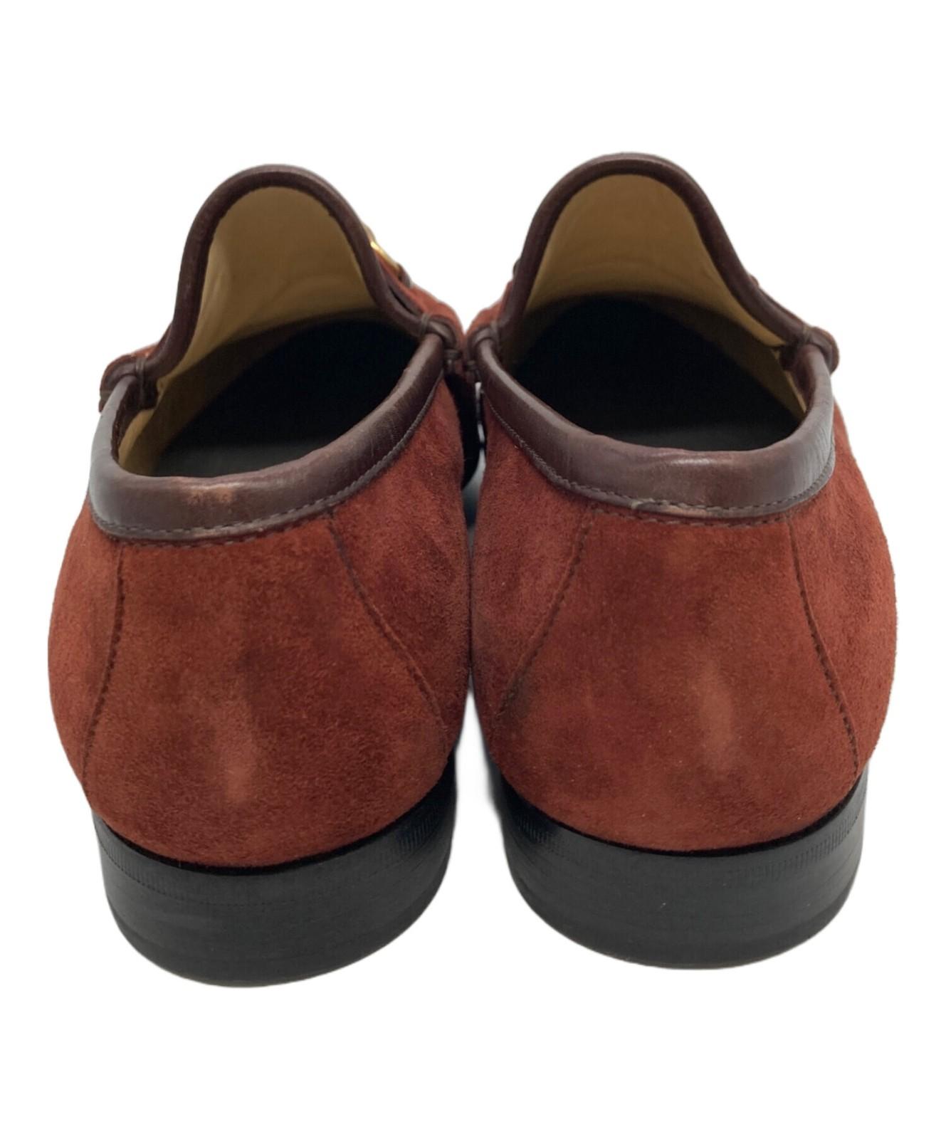 GUCCI Loafers Shoes Horse Bit EU 38 US 8 Suede Brown Authentic