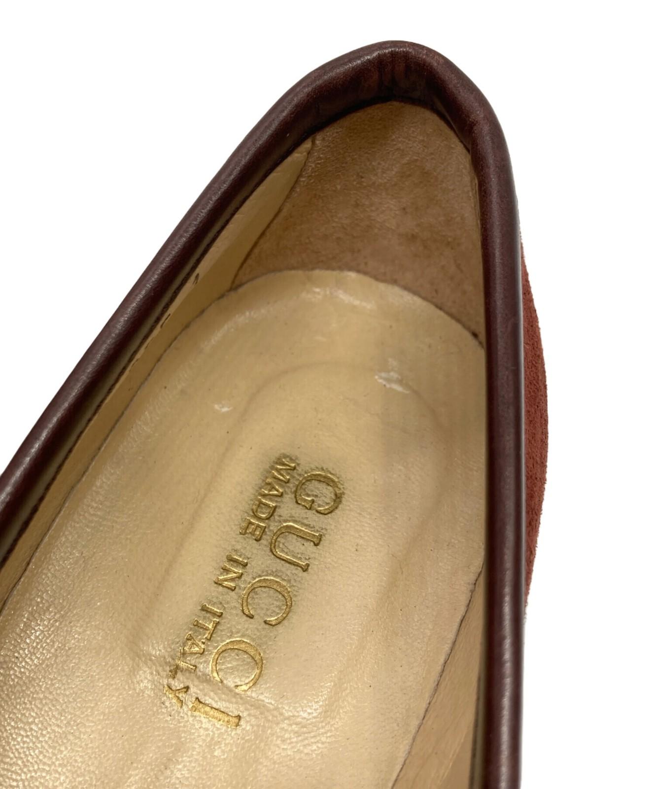 GUCCI Loafers Shoes Horse Bit EU 38 US 8 Suede Brown Authentic