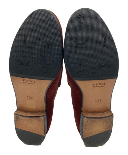 GUCCI Loafers Shoes Horse Bit EU 38 US 8 Suede Brown Authentic