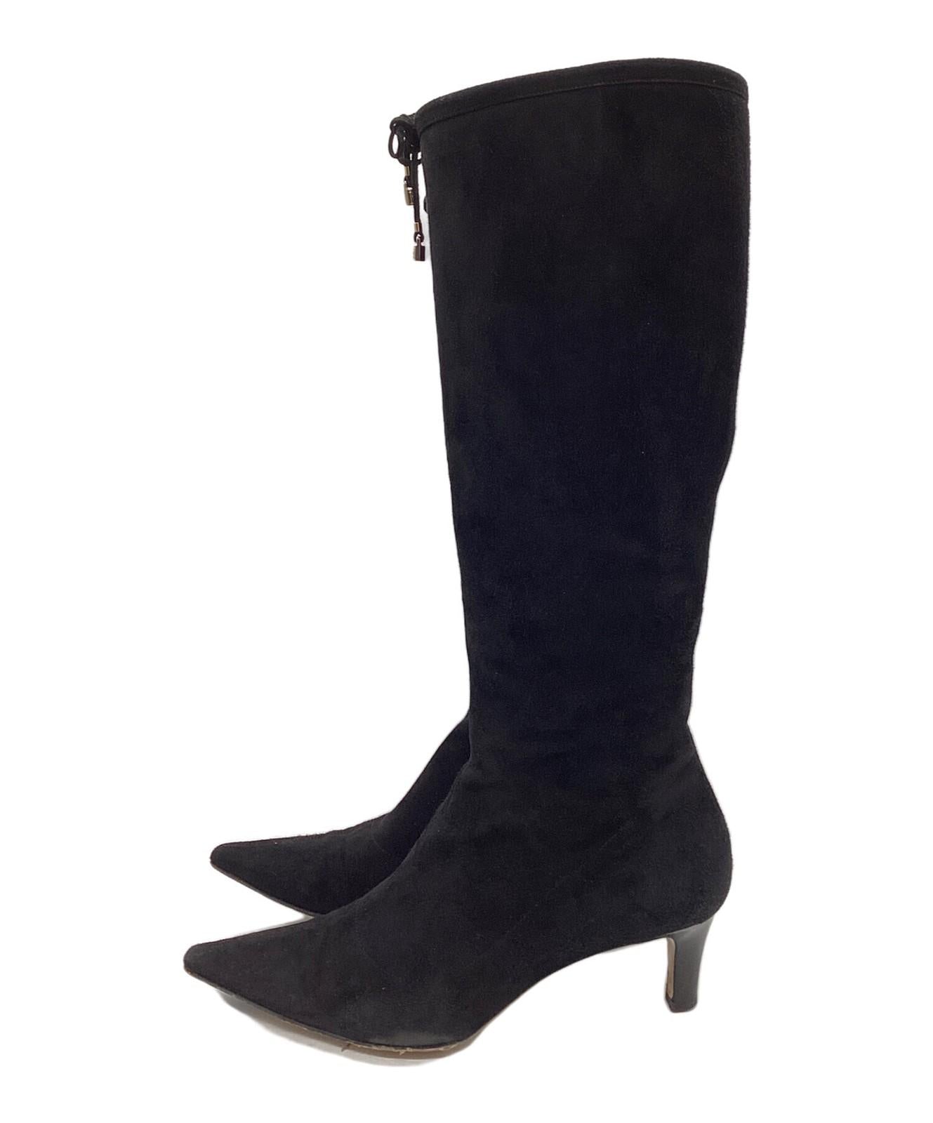 GUCCI Long Boots Shoes EU 36.5 US 6.5 Suede Black Authentic