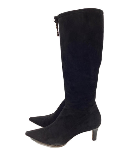 GUCCI Long Boots Shoes EU 36.5 US 6.5 Suede Black Authentic