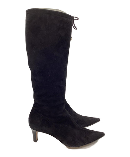 GUCCI Long Boots Shoes EU 36.5 US 6.5 Suede Black Authentic