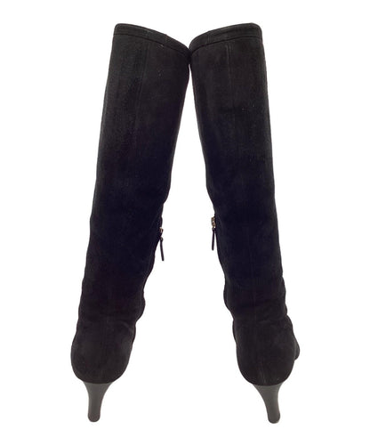 GUCCI Long Boots Shoes EU 36.5 US 6.5 Suede Black Authentic