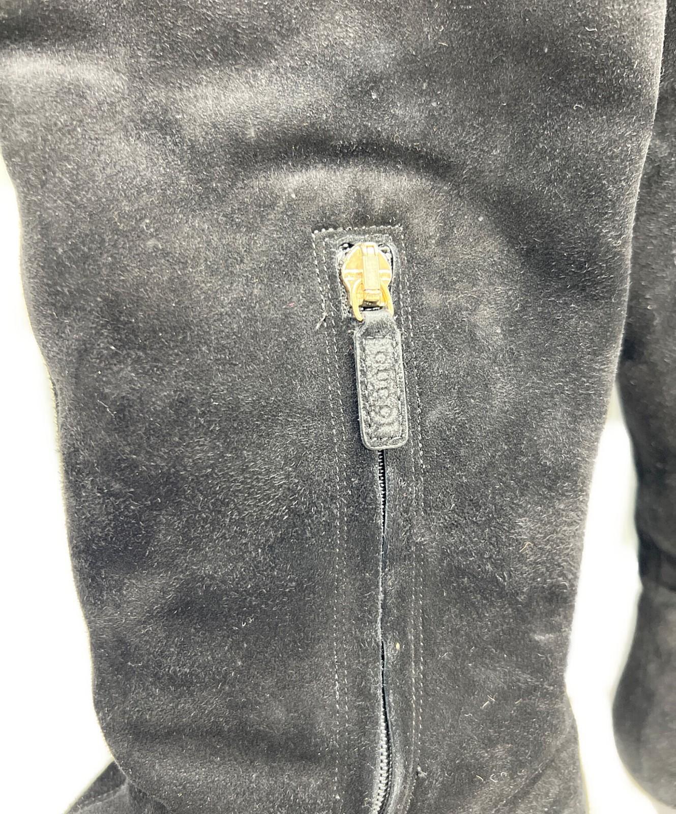 GUCCI Long Boots Shoes EU 36.5 US 6.5 Suede Black Authentic