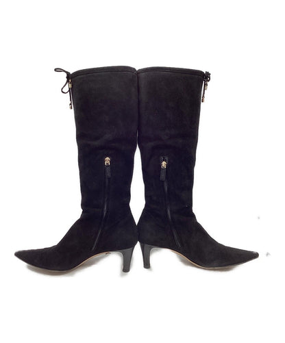 GUCCI Long Boots Shoes EU 36.5 US 6.5 Suede Black Authentic