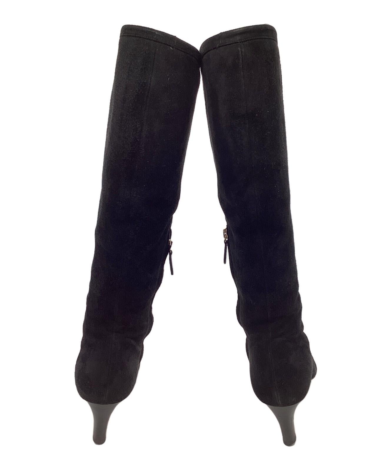 GUCCI Long Boots Shoes EU 36.5 US 6.5 Suede Black Authentic