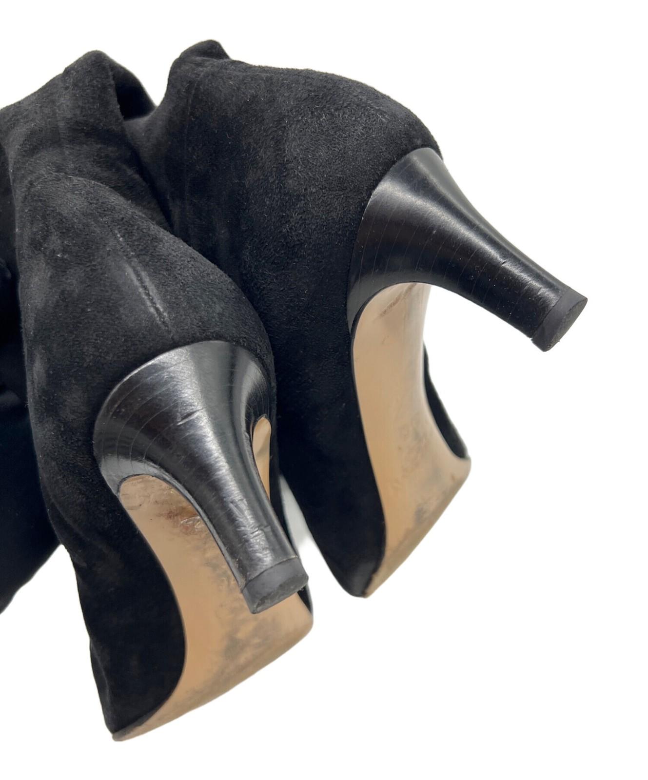 GUCCI Long Boots Shoes EU 36.5 US 6.5 Suede Black Authentic