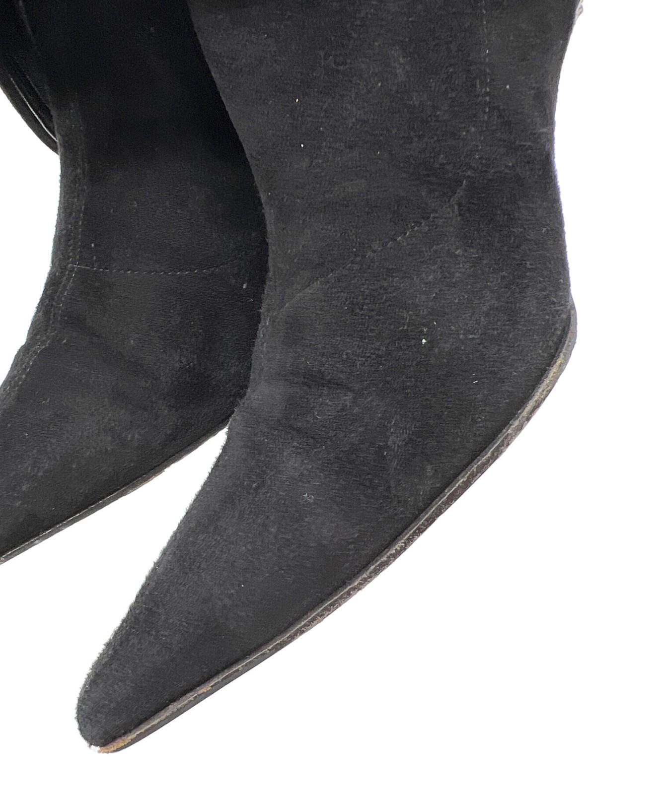 GUCCI Long Boots Shoes EU 36.5 US 6.5 Suede Black Authentic