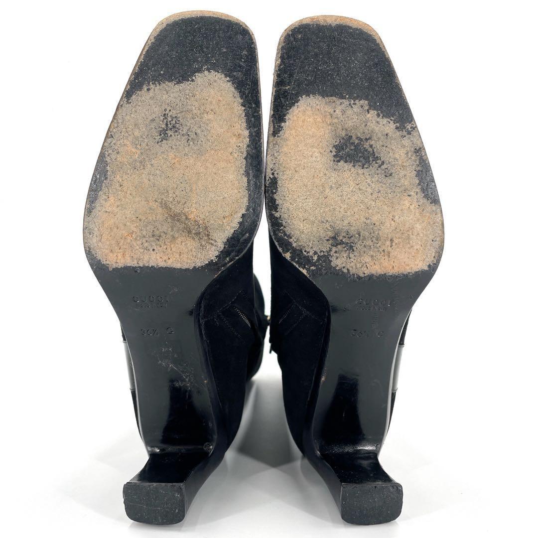 GUCCI Boots Shoes EU 36.5 US 6.5 Suede Black Authentic