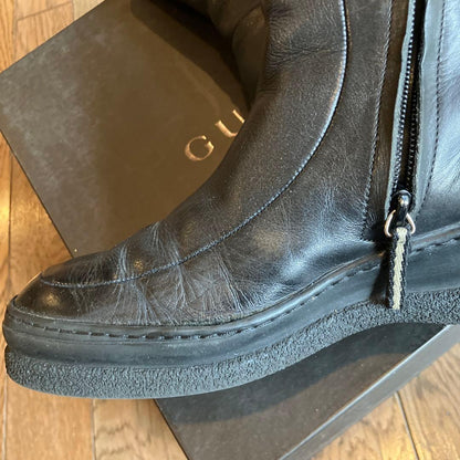 GUCCI Boots Shoes EU 36 US 6 Leather Black Authentic