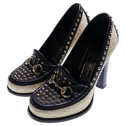GUCCI Shoes Pumps Heel Horsebit EU 36 US 6 Black Authentic
