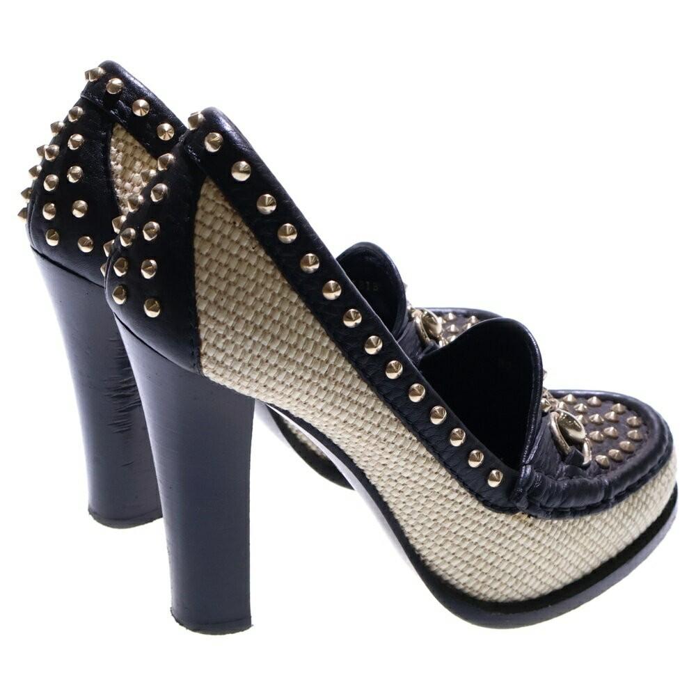 GUCCI Shoes Pumps Heel Horsebit EU 36 US 6 Black Authentic