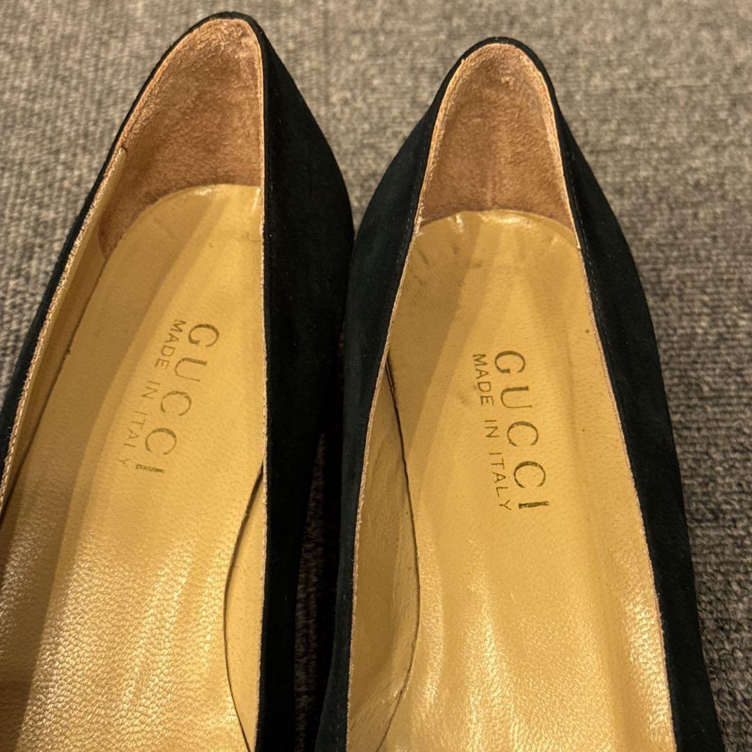 GUCCI Shoes Pumps Heel Horsebit EU 36 US 6 Suede Green Authentic