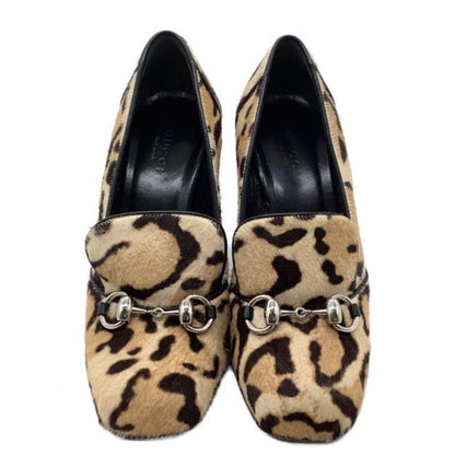 GUCCI Shoes Pumps Heel Horsebit EU 35.5 US 5.5 Leopard Authentic