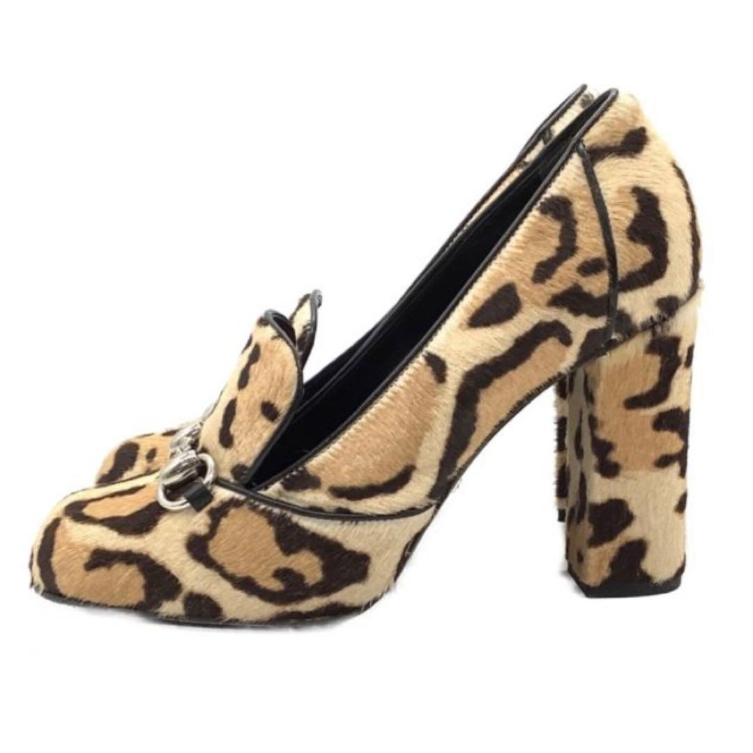 GUCCI Shoes Pumps Heel Horsebit EU 35.5 US 5.5 Leopard Authentic