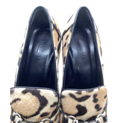 GUCCI Shoes Pumps Heel Horsebit EU 35.5 US 5.5 Leopard Authentic