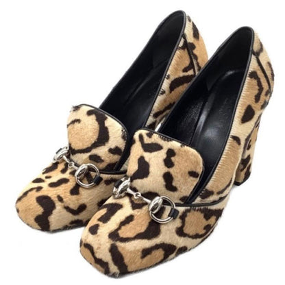 GUCCI Shoes Pumps Heel Horsebit EU 35.5 US 5.5 Leopard Authentic