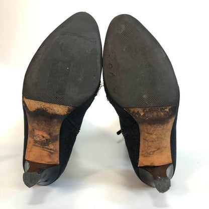 GUCCI Long Boots Shoes GG Canvas EU 37 US 7 Black Authentic