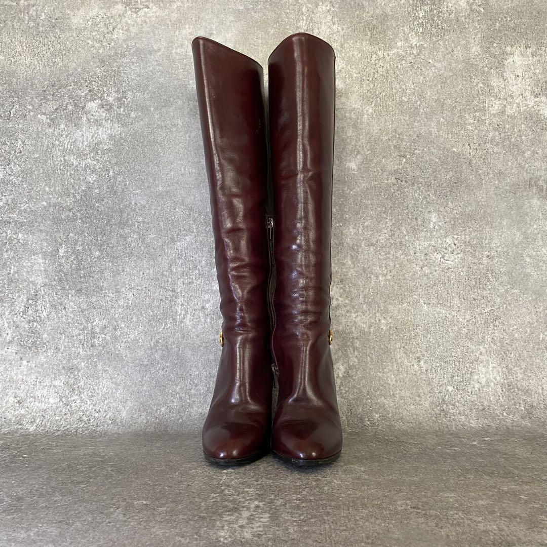 GUCCI Long Boots Shoes EU 35.5 US 5.5 Leather Brown Authentic