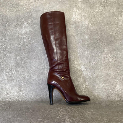 GUCCI Long Boots Shoes EU 35.5 US 5.5 Leather Brown Authentic