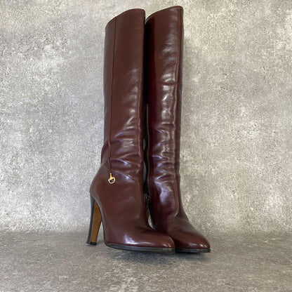 GUCCI Long Boots Shoes EU 35.5 US 5.5 Leather Brown Authentic