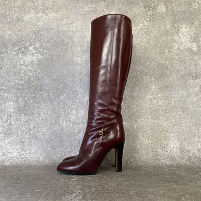 GUCCI Long Boots Shoes EU 35.5 US 5.5 Leather Brown Authentic