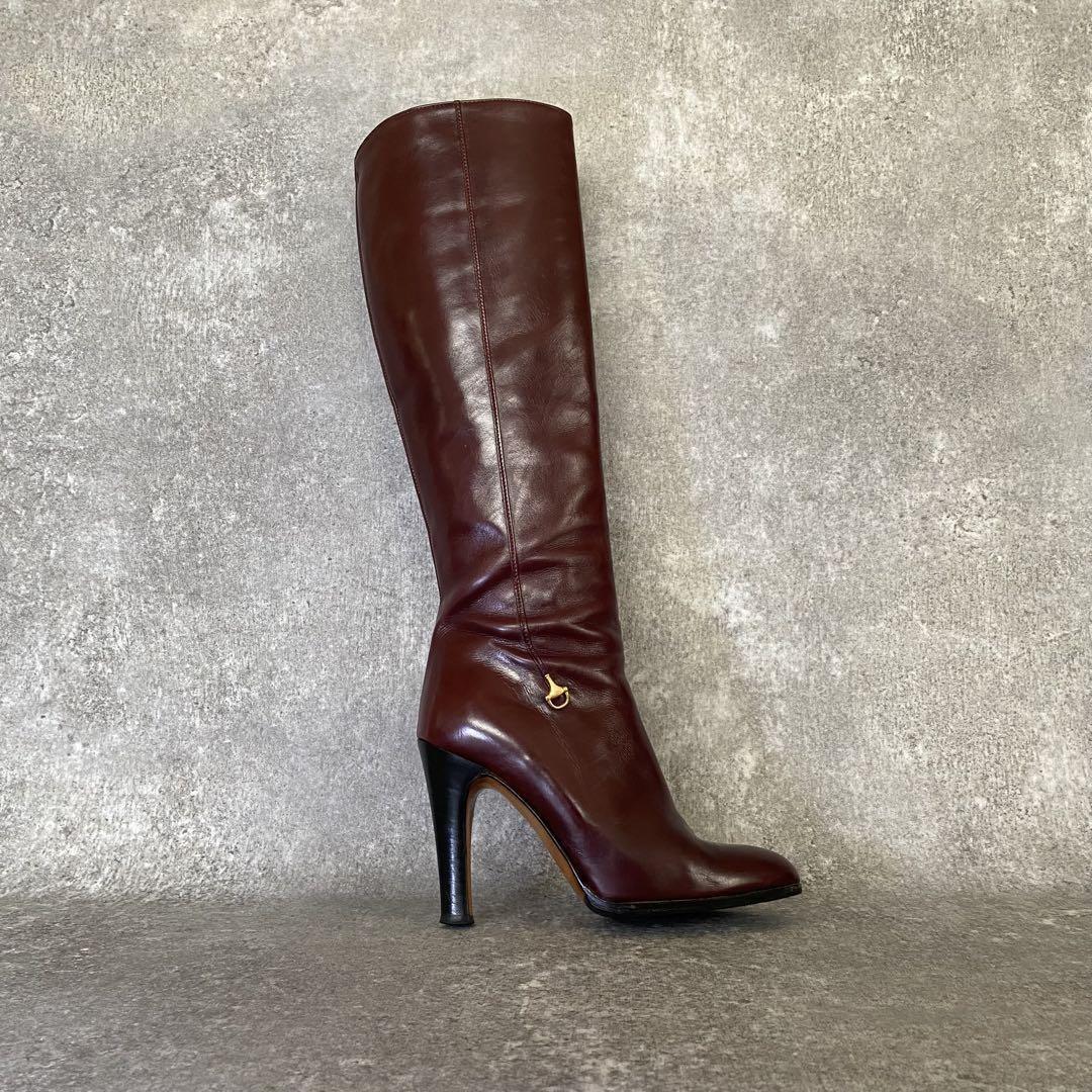 GUCCI Long Boots Shoes EU 35.5 US 5.5 Leather Brown Authentic