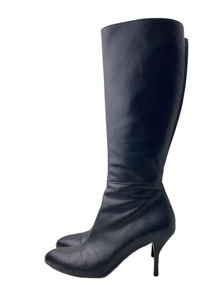 GUCCI Long Boots Shoes EU 38 US 8 Leather Black Authentic