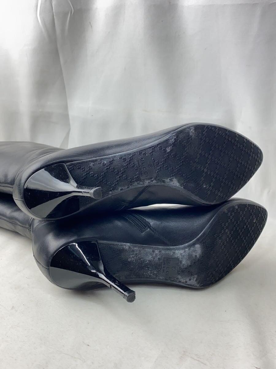 GUCCI Long Boots Shoes EU 38 US 8 Leather Black Authentic