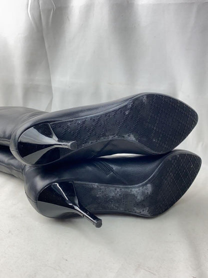 GUCCI Long Boots Shoes EU 38 US 8 Leather Black Authentic