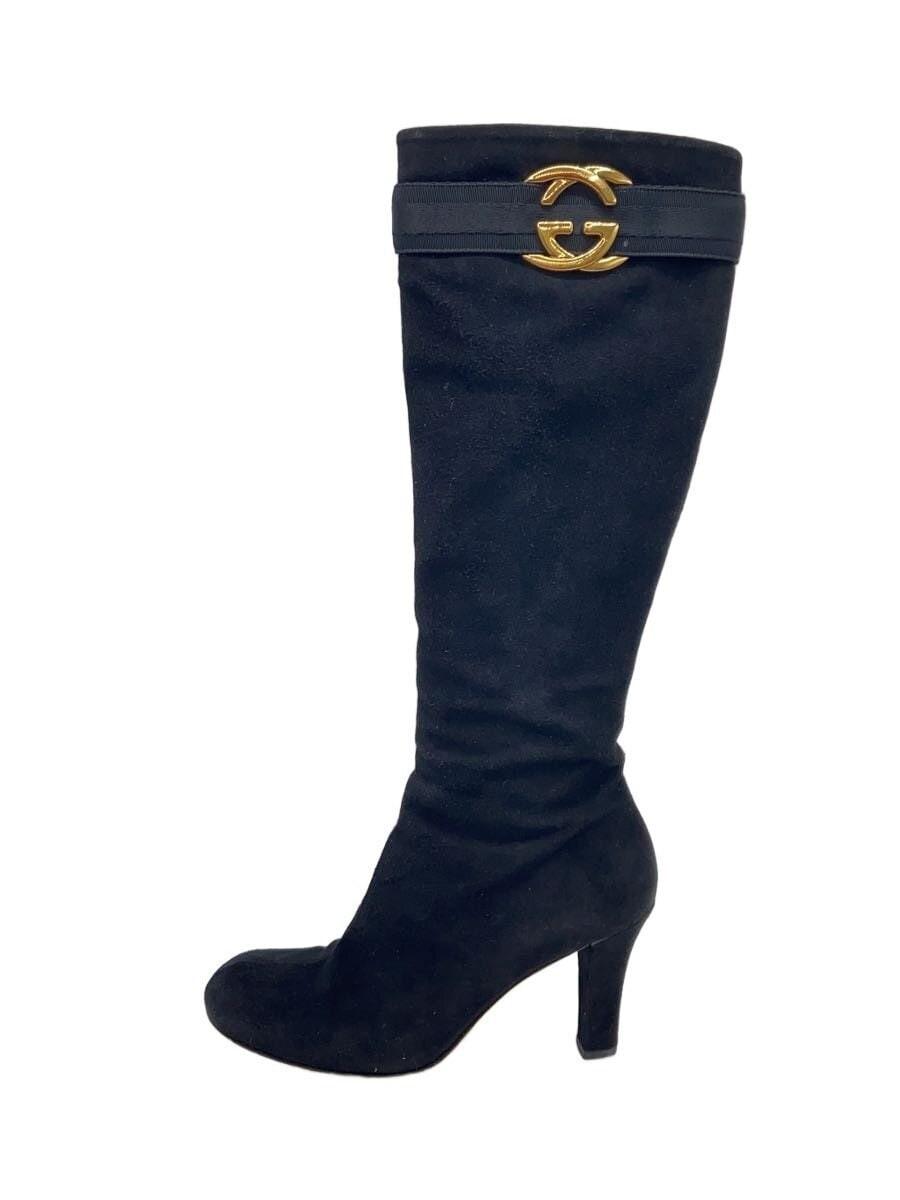 GUCCI Long Boots Shoes EU 36.5 US 6.5 Suede Black Authentic